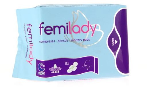 higiene intima COMPRESAS FEMILADY NOCHE 8 CAPAS 8UDS