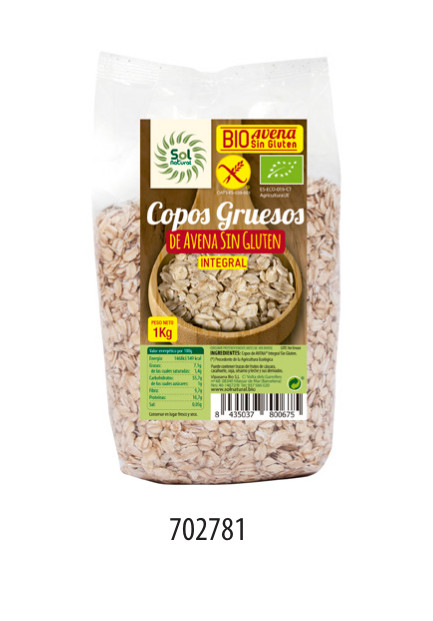 copos, mueslis y salvados COPOS DE AVENA GRUESOS 1KG SIN GLUTEN