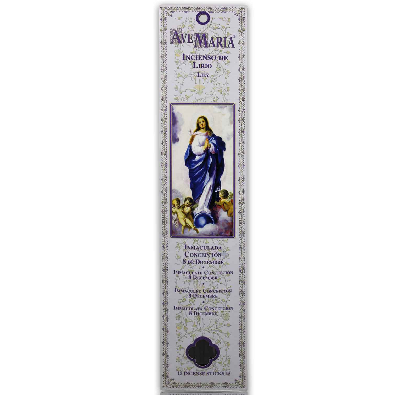 aromaterapia INCIENSO AVE MARIA STICK LIRIO INMACULADA CONCEPCION 15 STICKS