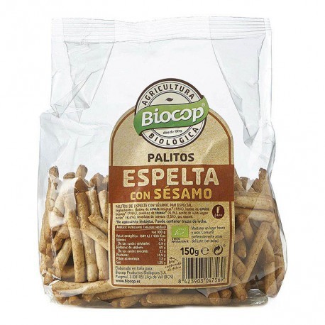 aperitivos y frutos secos PALITOS TRIGO ESPELTA SESAMO BIO 150 G