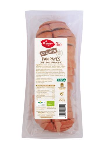 celiacos PAN PAYÉS CON TRIGO SARRACENO SIN GLUTEN BIO, 250 g